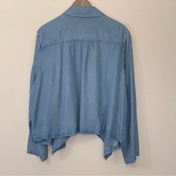 Soft Surroundings Fontanne Chambray Tencel Collared Jacket Blue Layer Size 3X - Picture 8 of 12